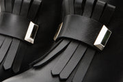 The Luksor Black Leather Block Heel Boot