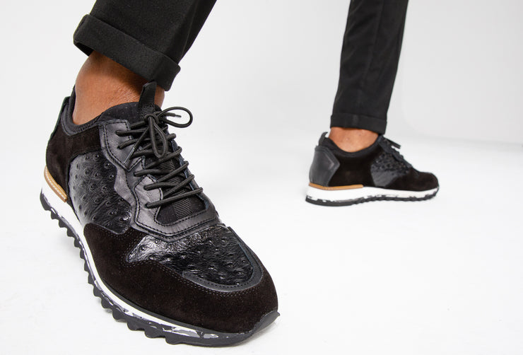The Sopez Black Leather Sneaker