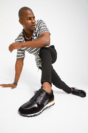 The Sopez Black Leather Sneaker