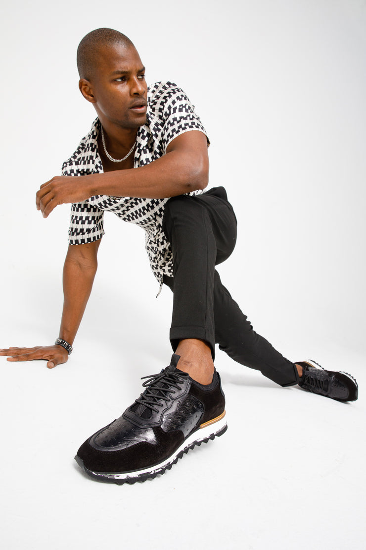 The Sopez Black Leather Sneaker