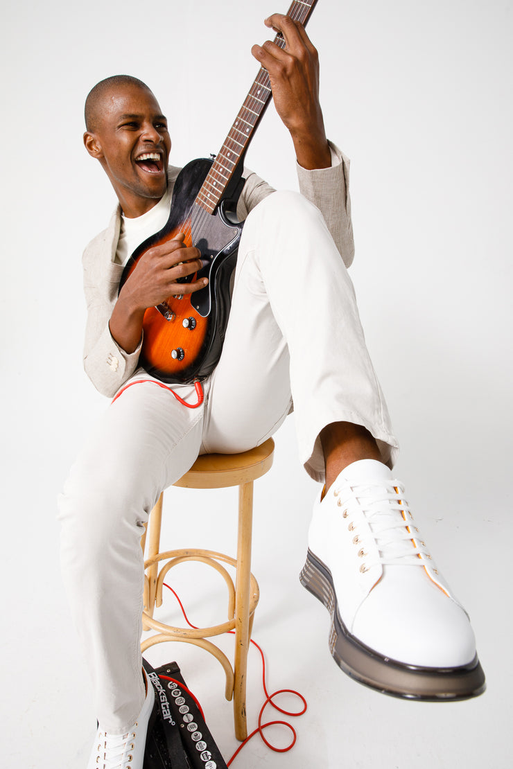 The Peklin White Leather Sneaker