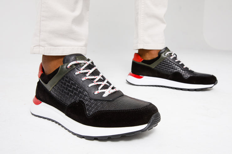 The Sonoma Black & Red Leather Sneaker