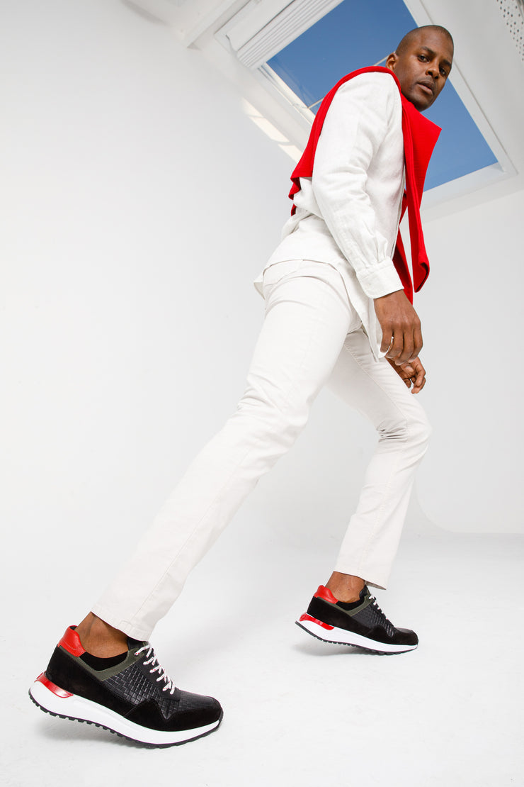 The Sonoma Black & Red Leather Sneaker