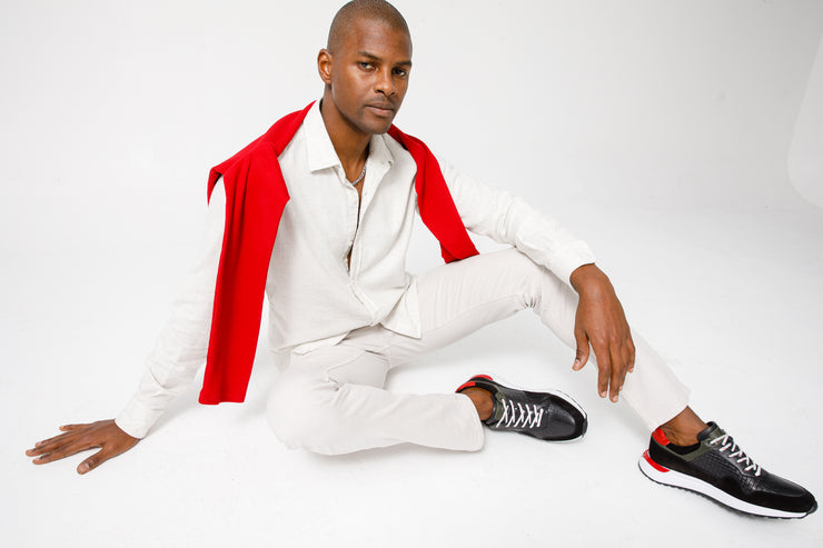 The Sonoma Black & Red Leather Sneaker