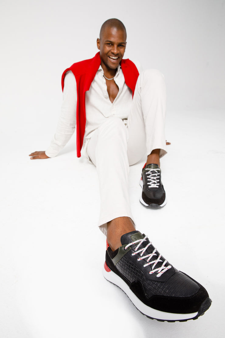 The Sonoma Black & Red Leather Sneaker