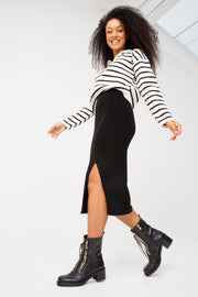 The Tuna Black Leather Mid Calf Boot