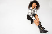 The Tuna Black Leather Mid Calf Boot