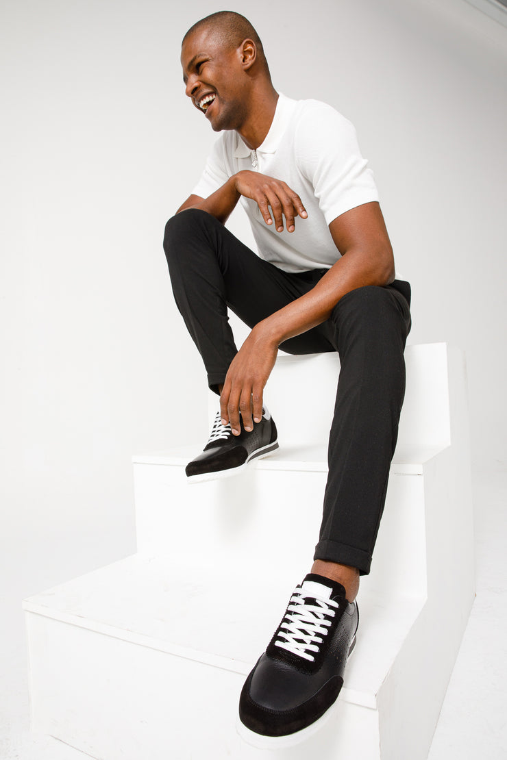 The Rotello Black Leather Sneaker