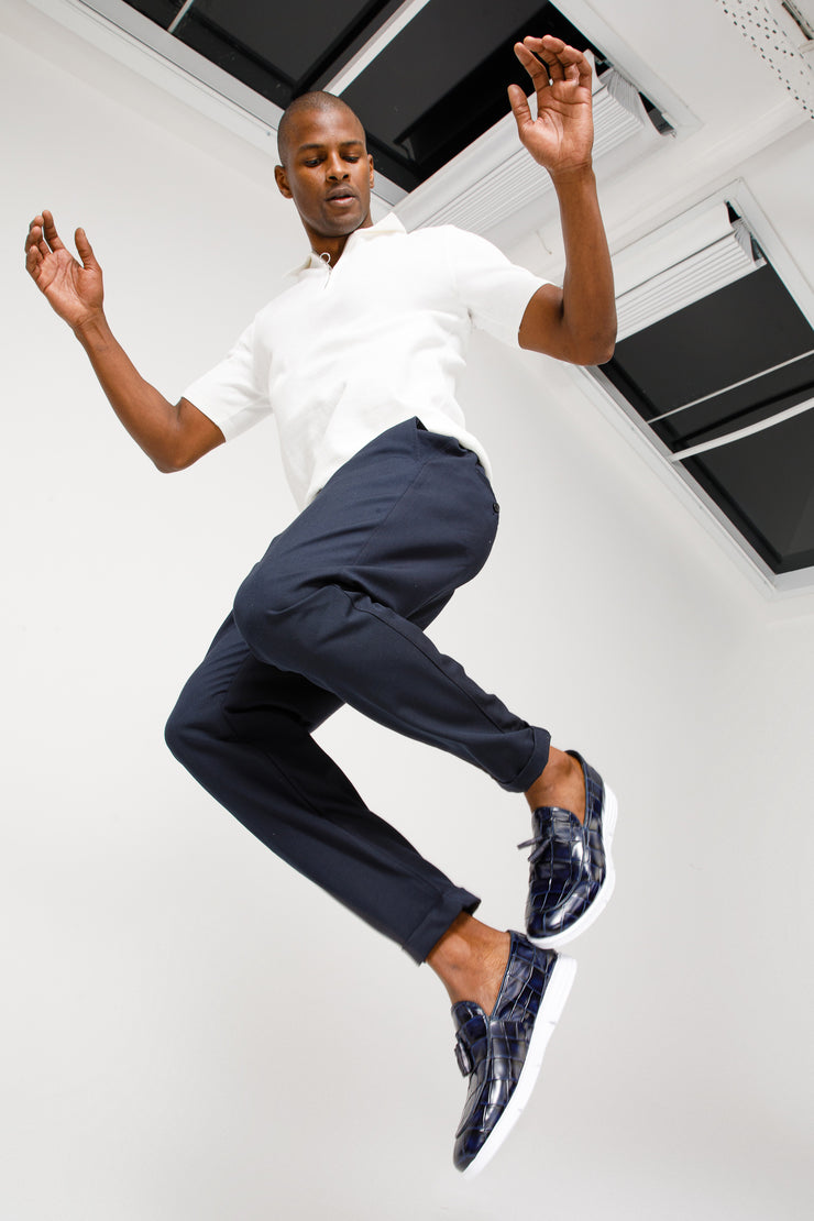 The Parga Navy Blue Leather Tassel Casual Loafer