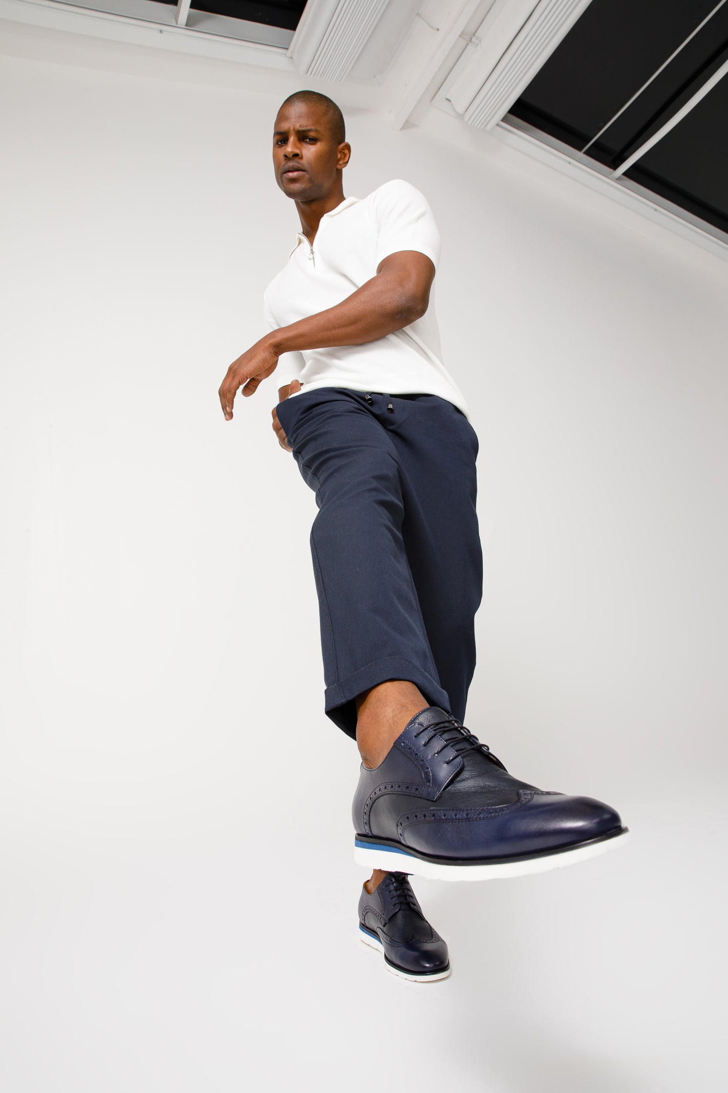 The Molise Navy Blue Wingtip Semi Brogue Derby Men Shoe  Final Sale!