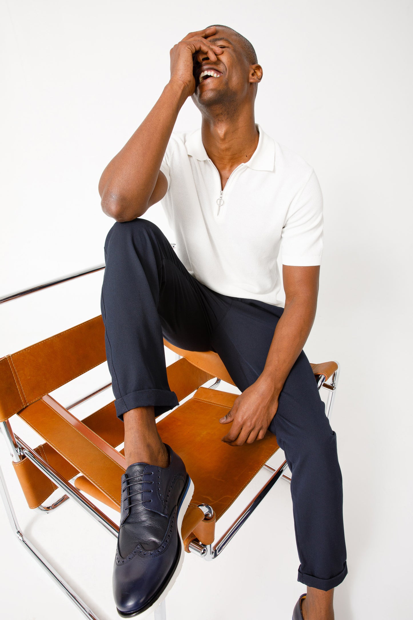 The Molise Navy Blue Wingtip Semi Brogue Derby Men Shoe  Final Sale!