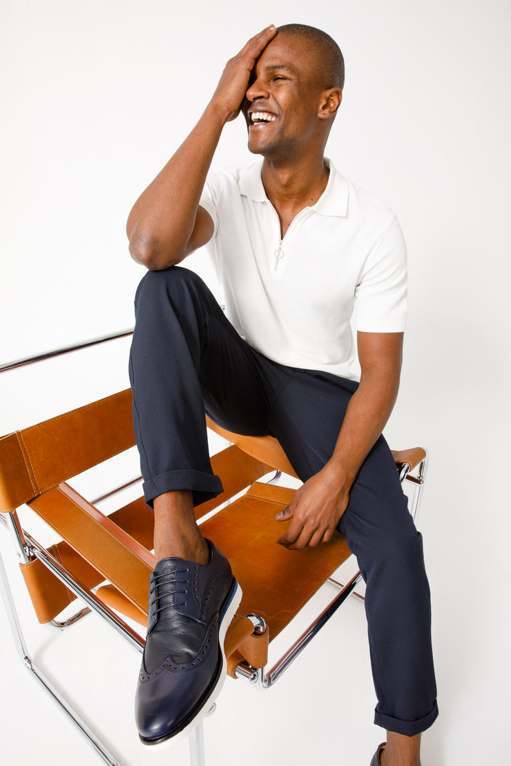 The Molise Navy Blue Wingtip Semi Brogue Derby Shoe