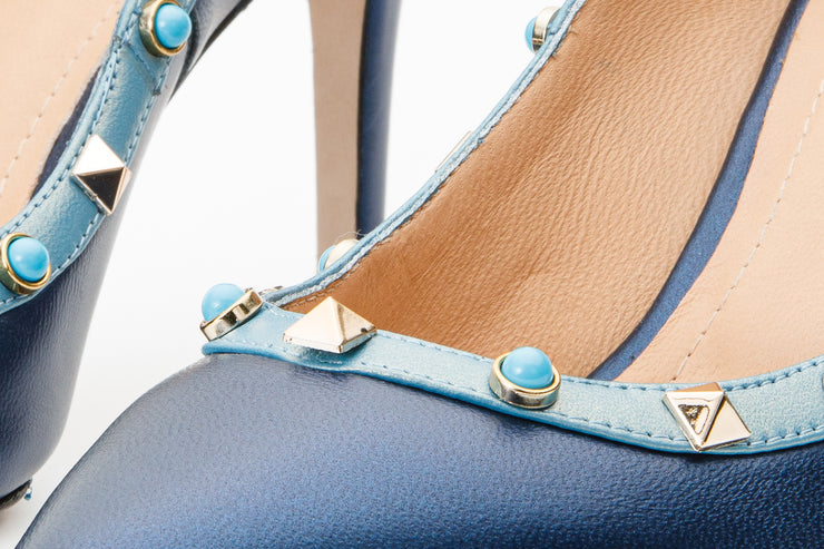 The Tikapur Blue Leather Pump