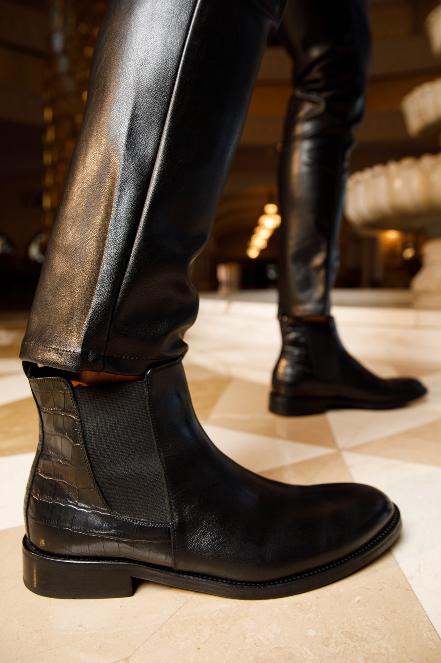 The Manby Black Leather Chelsea Men Boot