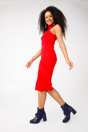 The Luksor Navy Blue Suede Leather Block Heel Boot