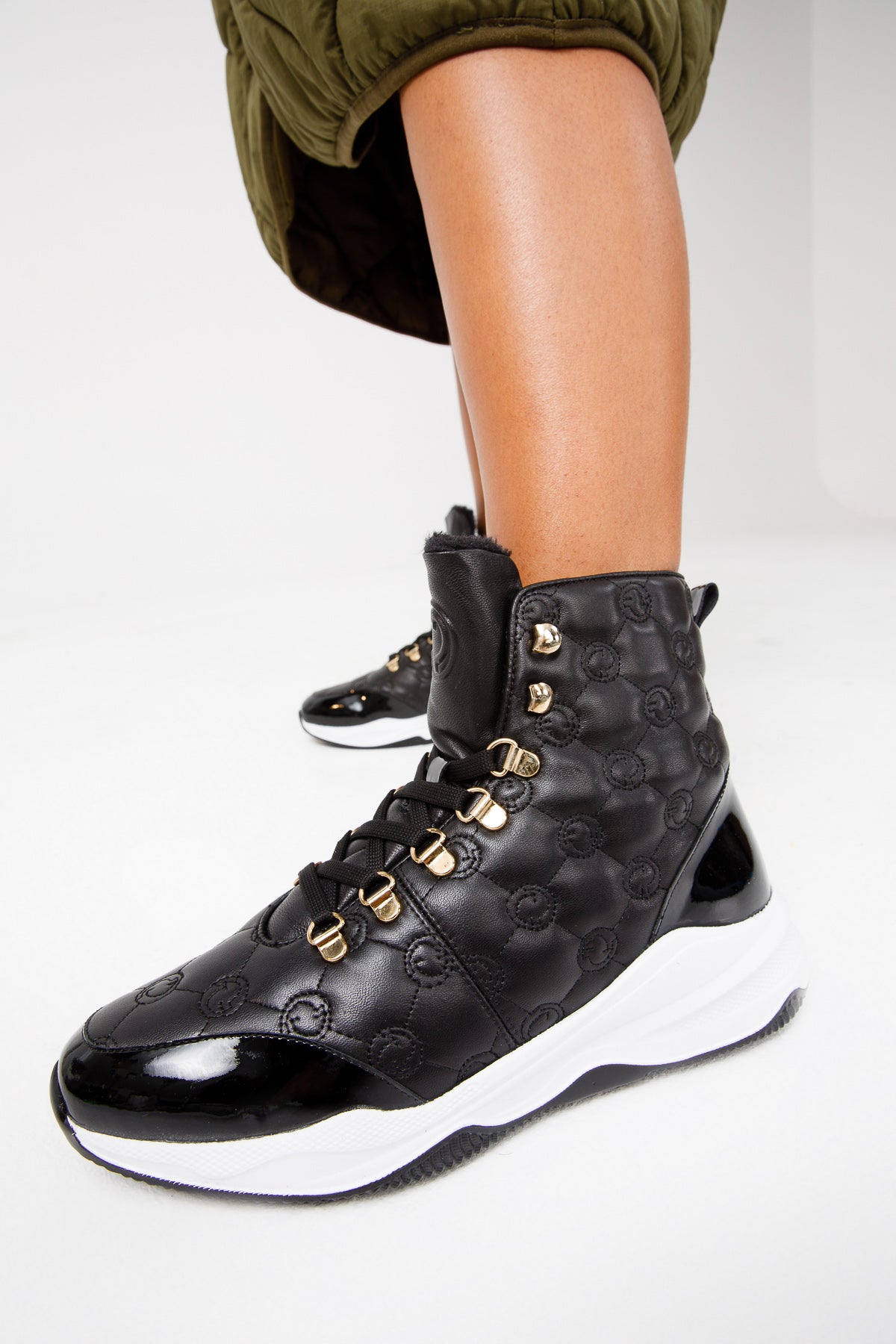 The Cambridge Black Quilted Leather Ankle Women Boot