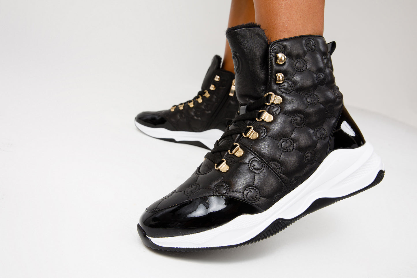 The Cambridge Black Quilted Leather Ankle Women Boot