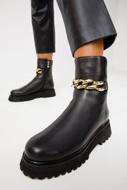 The Nassau Black Leather Ankle Boot