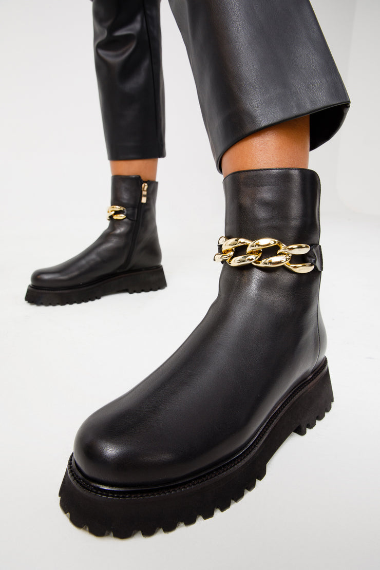 The Nassau Black Leather Ankle Boot
