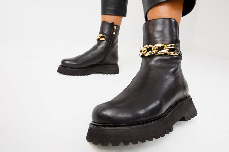 The Nassau Black Leather Ankle Boot