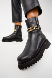 The Nassau Black Leather Ankle Boot
