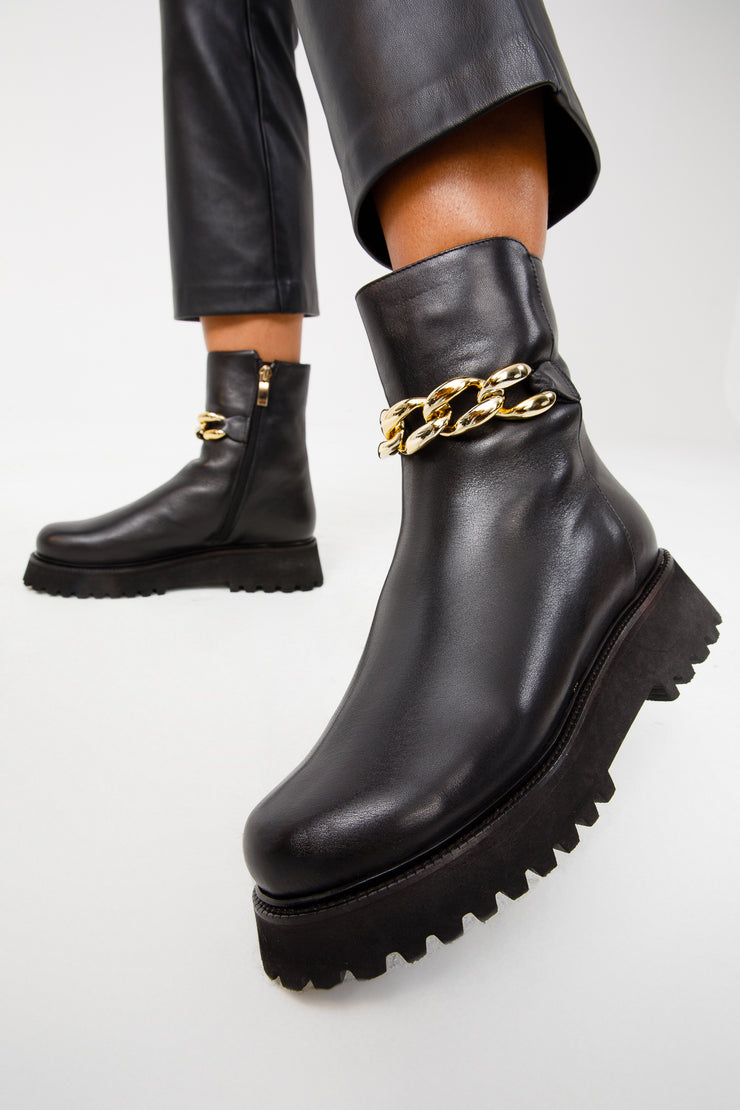 The Nassau Black Leather Ankle Boot