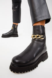 The Nassau Black Leather Ankle Boot