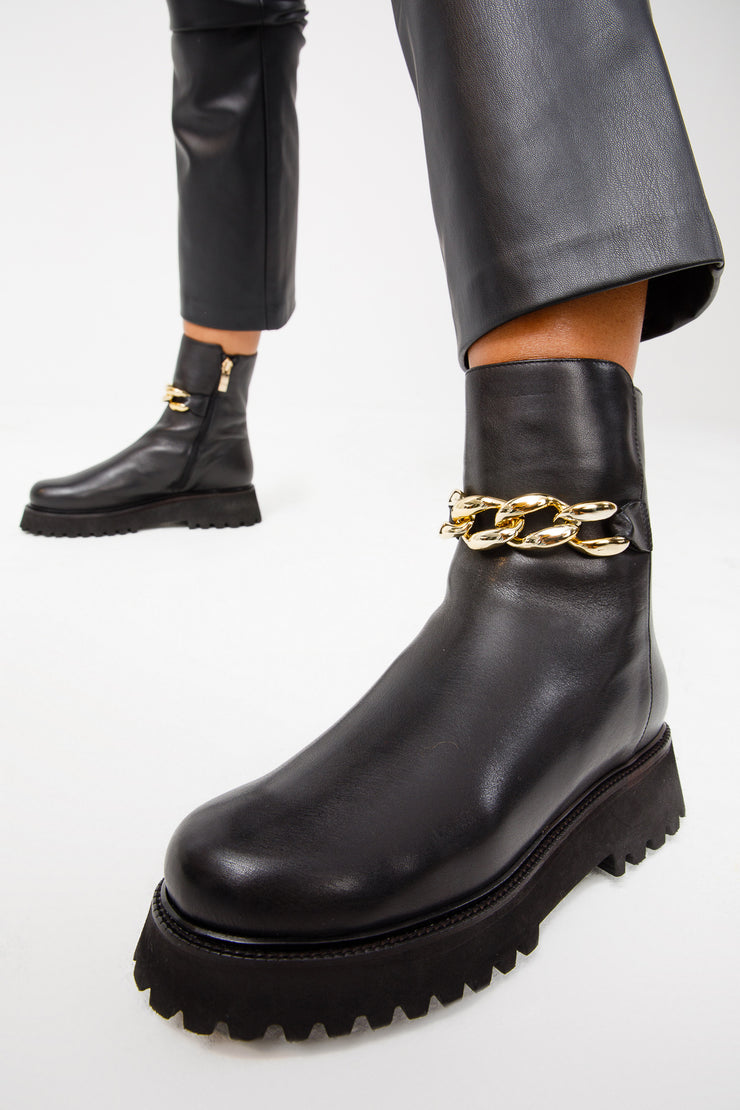 The Nassau Black Leather Ankle Boot