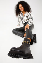 The Nassau Black Leather Ankle Boot