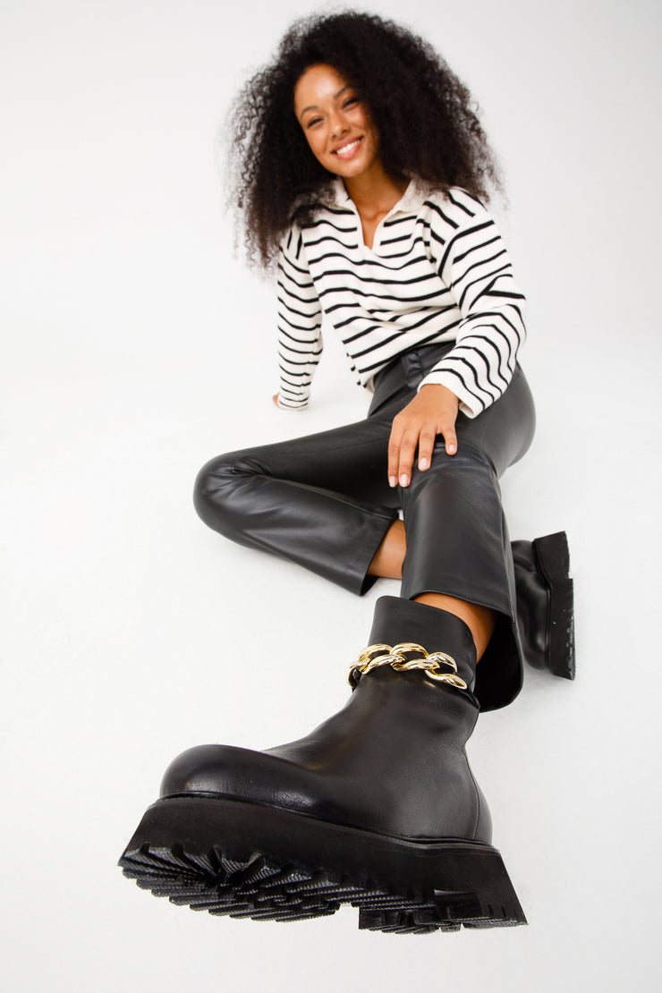 The Nassau Black Leather Ankle Boot