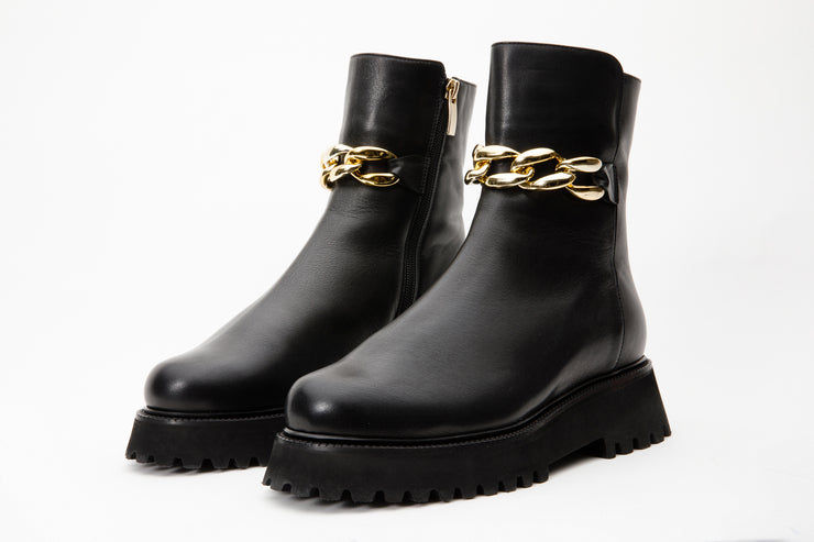 The Nassau Black Leather Ankle Boot