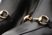 The Bukres Black Leather Block Heel Boot