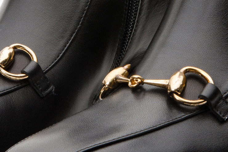 The Bukres Black Leather Block Heel Boot
