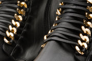 The Tuna Black Leather Mid Calf Boot