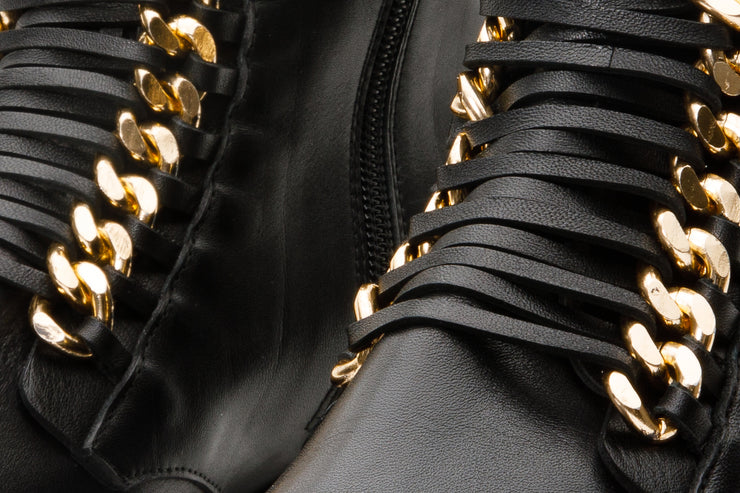 The Tuna Black Leather Mid Calf Boot