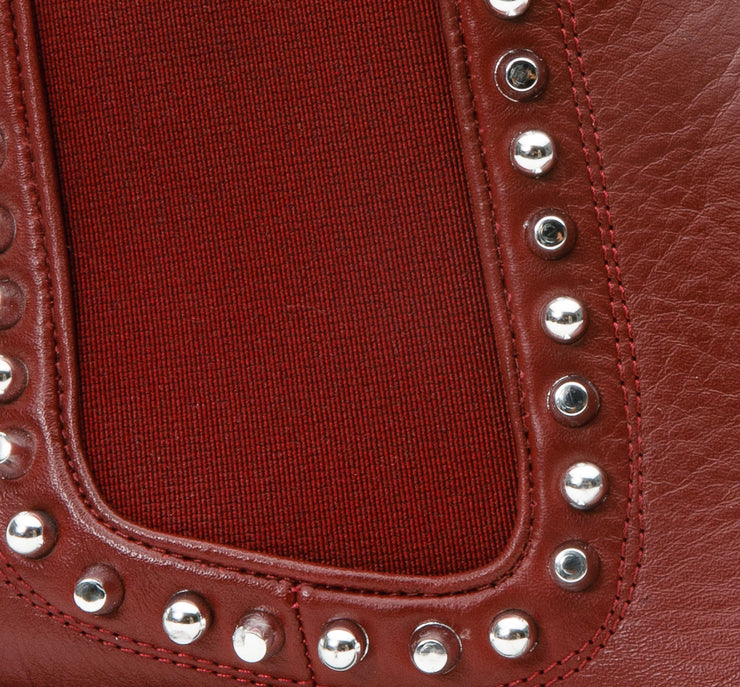 The Vuvulane Burgundy Spike Leather Ankle Boot