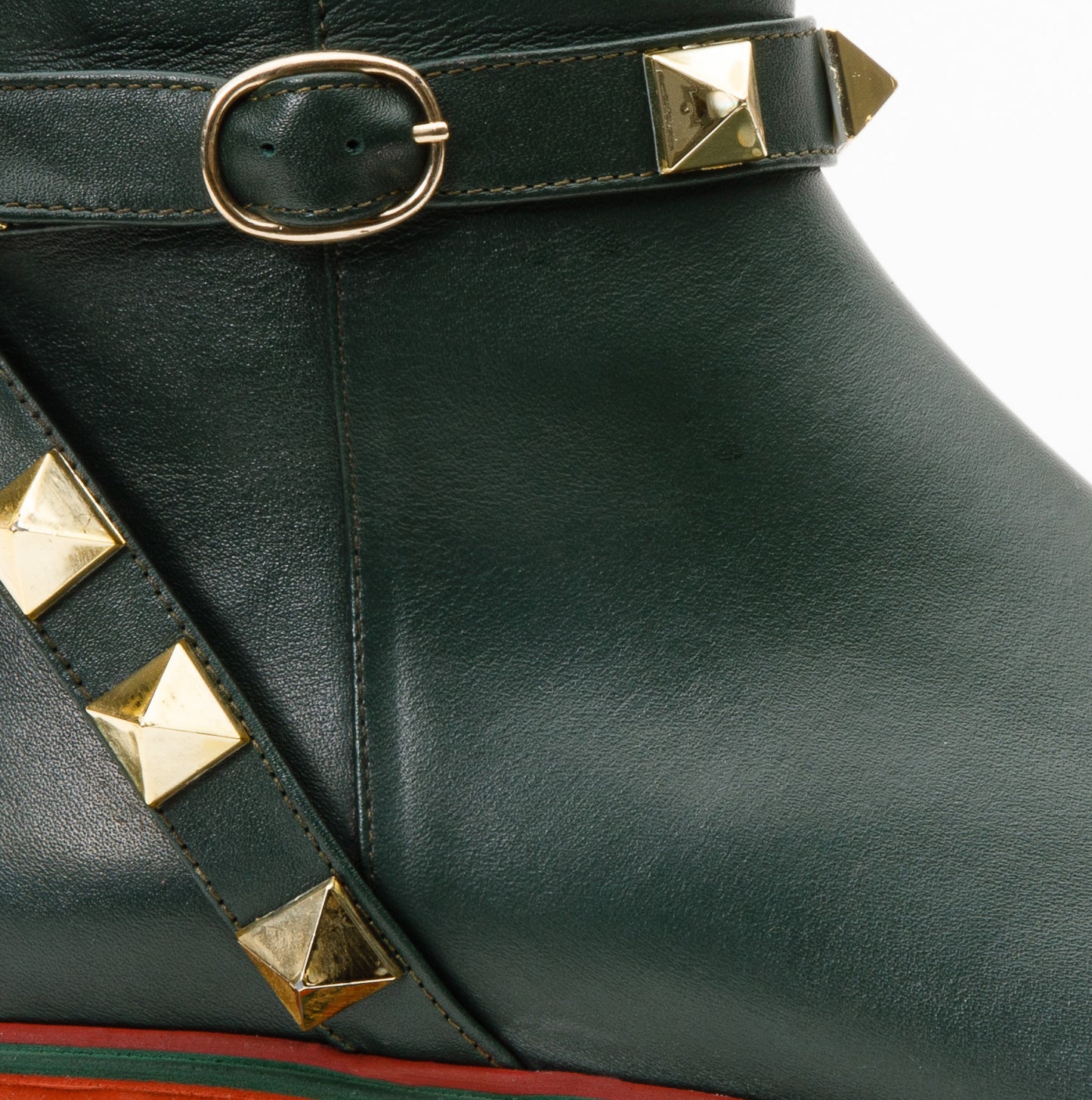 The Prag Green Leather Ankle Women Boot