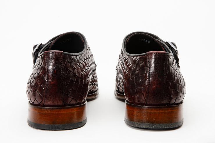 The Turan Burgundy Woven Double Monk Strap Dress Shoe
