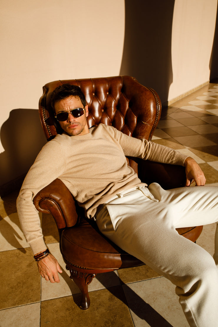 The Luxpre Tan Leather Handwoven Casual Chelsea Boot