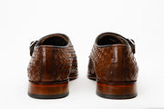 The Turan Brown Woven Double Monk Strap Dress Shoe