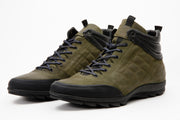 The Riga Green Suede Leather Casual Lace-Up Boot with a Zipper