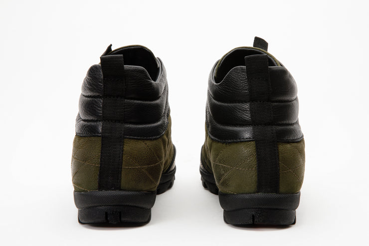 The Riga Green Suede Leather Casual Lace-Up Boot with a Zipper