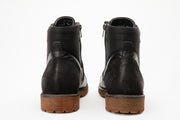 The Zagreb Black Leather Cap Toe Lace Up Boot with a Zipper