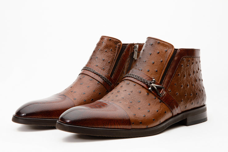 The Dallas Brown Leather Bit Ankle Zip-Up Dress Boot