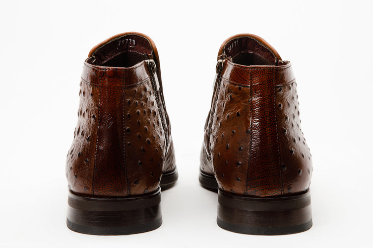 The Dallas Brown Leather Bit Ankle Zip-Up Dress Boot