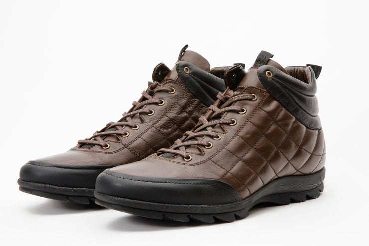 The Riga Brown Suede Leather Casual Lace-Up Boot with a Zipper