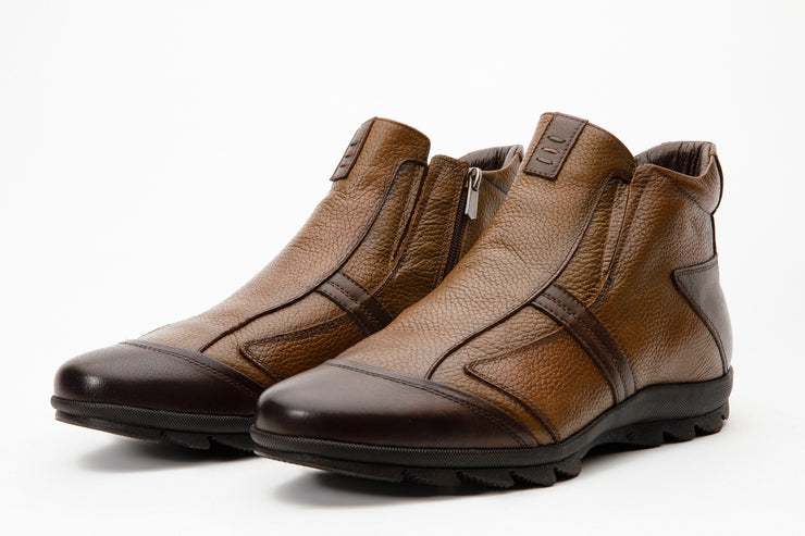 The Montreal Brown Leather Casual Zip-Up Ankle Boot