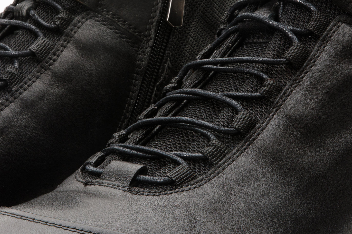 The Houston Leather Black Lace-Up Casual Men Boot with a Zipper