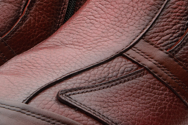 The Montreal Burgundy Leather Casual Zip-Up Ankle Boot