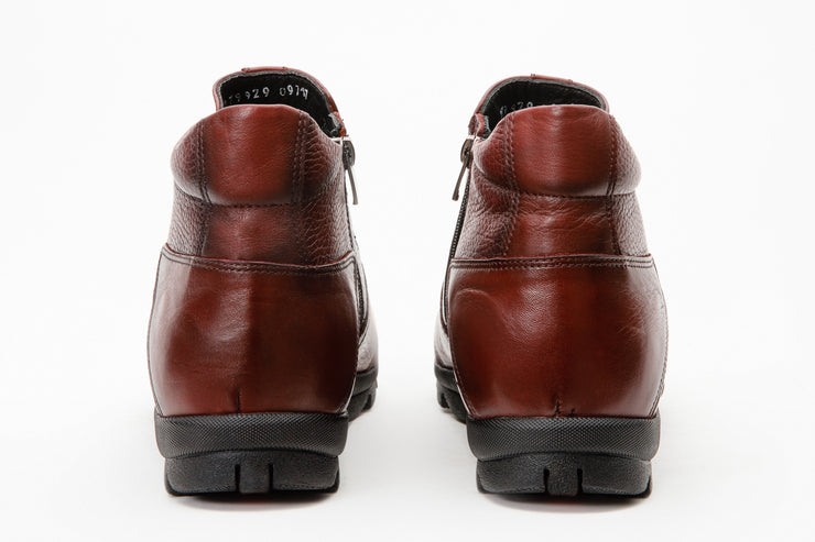 The Montreal Burgundy Leather Casual Zip-Up Ankle Boot
